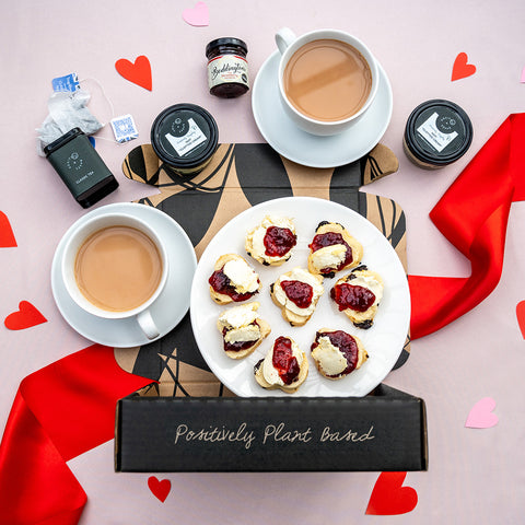 Valentine's Luxury Cream Tea for 2 No Added Sugar Scones & Jam | Plant-Based Afternoon Tea Experience